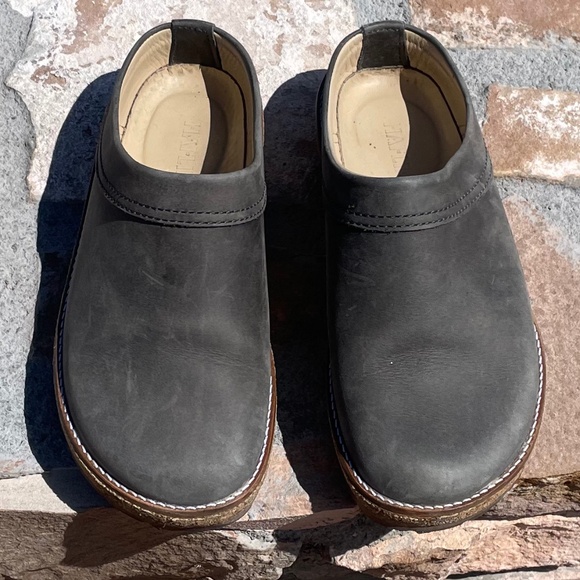 Haflinger Gray Leather Cork bottom Slip On Mules Women’s Size 7 37 Like New - Picture 4 of 13